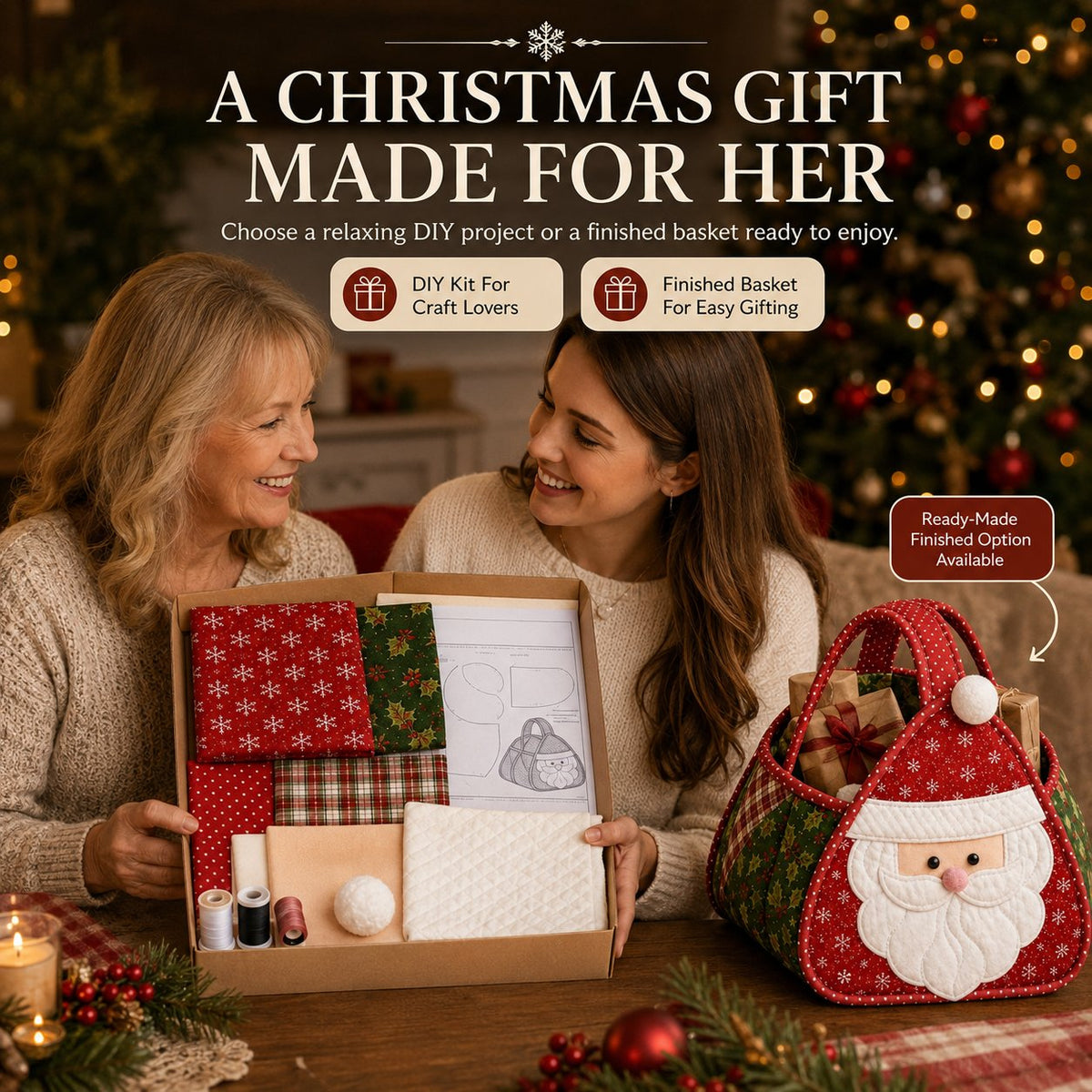 🎄Christmas Quilted Basket — DIY Kit or Finished Holiday Basket