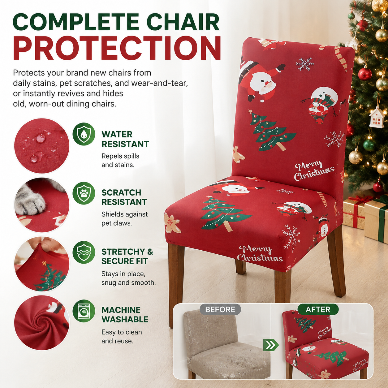 🎄Christmas Spandex Elastic Dining Chair Slipcover