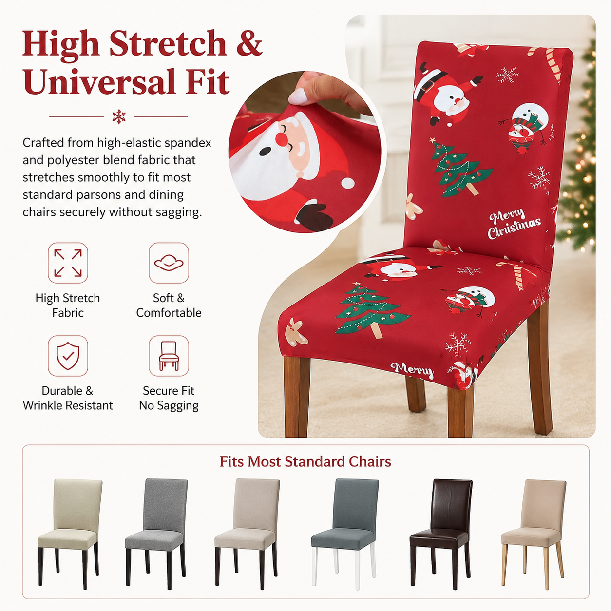 🎄Christmas Spandex Elastic Dining Chair Slipcover
