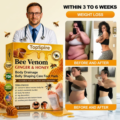 TopSpire ®Bee Venom Ginger & Honey Detox Foot Pads – Supports Body Cleansing, Metabolism & Weight Management