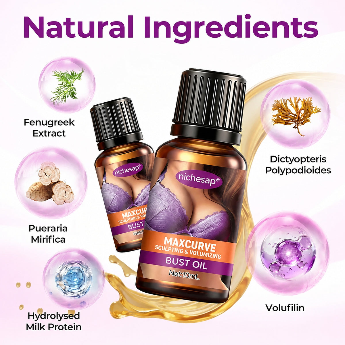 Breast-Enhancing Essential Oil—instantly lifts and defines the bust, delivering miraculous lifting results in just 14 days!