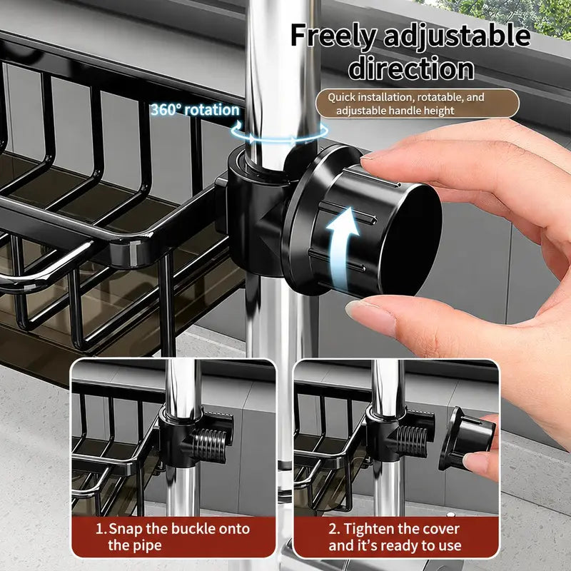 Hanging Faucet Drain Rack with Drip Tray Stainless Steel