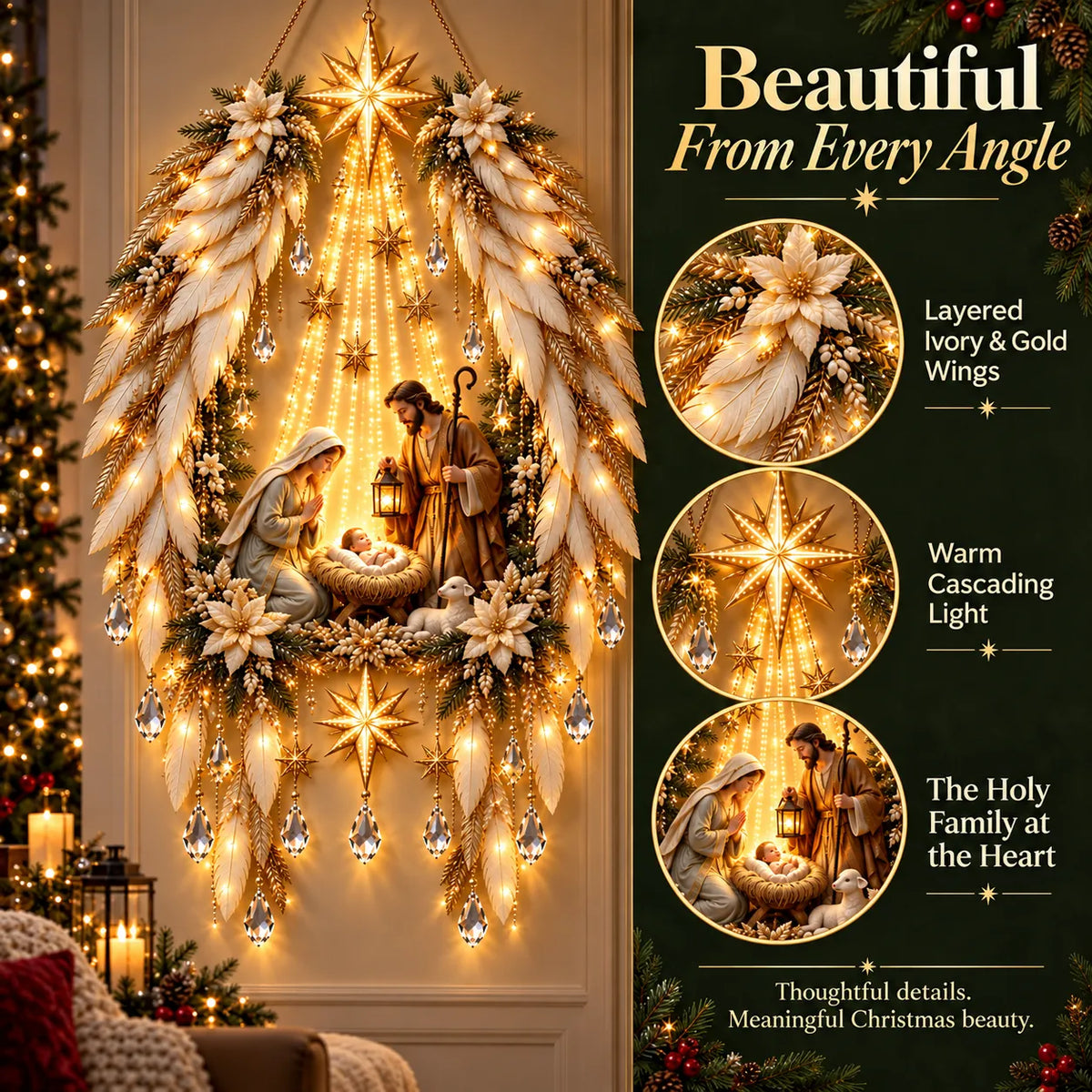 ✨👼  Heavenly Angel Wings Nativity Light✨ – Lighted Christmas Wall Decor  ✈️