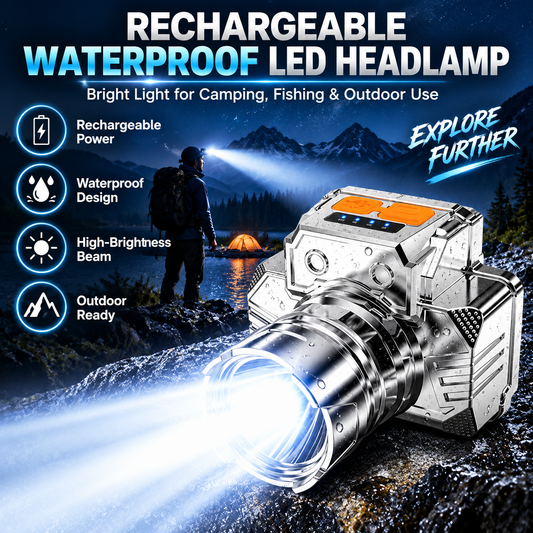 👍 Limited Time!⏰ Rechargeable Waterproof LED Headlamp | Outdoor Fishing & Camping Light! 🔦💧✨