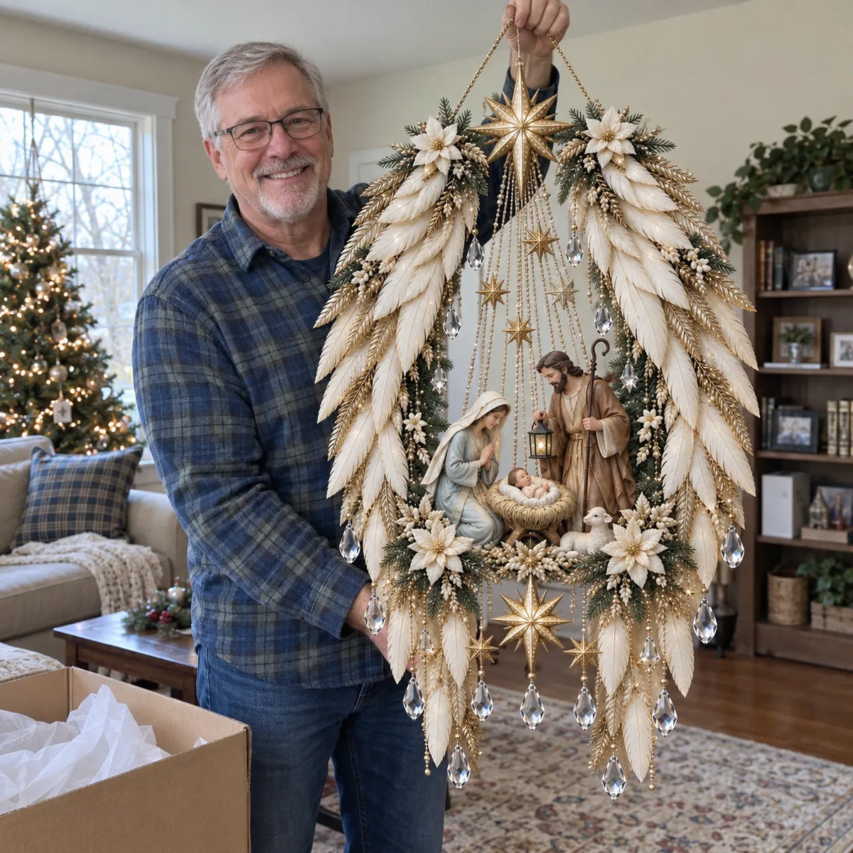 ✨👼  Heavenly Angel Wings Nativity Light✨ – Lighted Christmas Wall Decor  ✈️