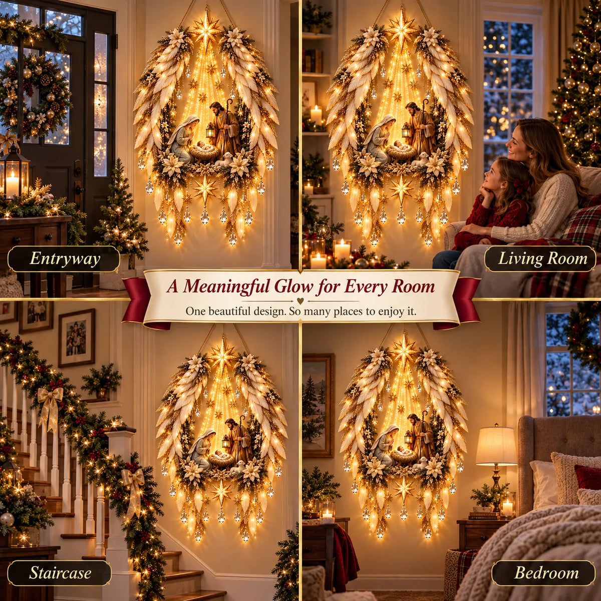 ✨👼  Heavenly Angel Wings Nativity Light✨ – Lighted Christmas Wall Decor  ✈️