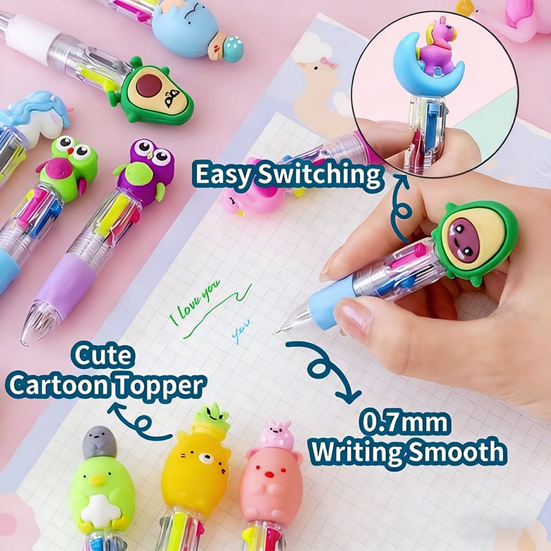 💖 Mini Multicolor Pens in One 4-in-1 Cute Pens Bulk for Kids