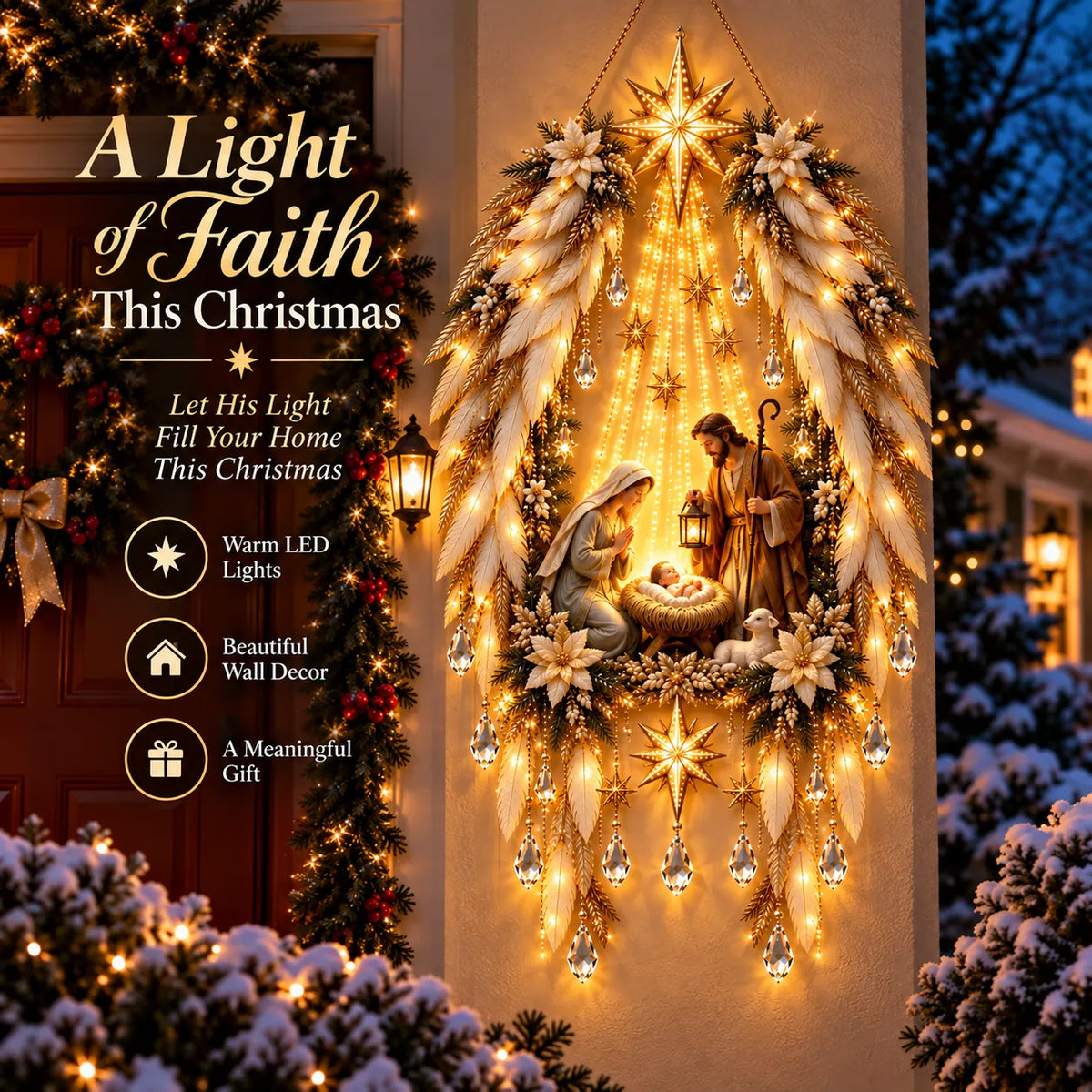 ✨👼  Heavenly Angel Wings Nativity Light✨ – Lighted Christmas Wall Decor  ✈️