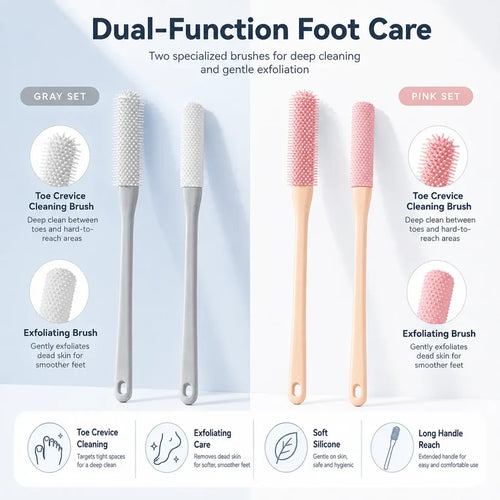 🦶Long‑Handle Silicone Foot Cleaning Brush