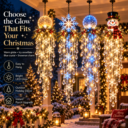 Crystal Cascade Christmas Light– Hanging Snowflake & Crystal LED Porch Décor ✨❄️