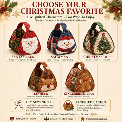 🎄Christmas Quilted Basket — DIY Kit or Finished Holiday Basket