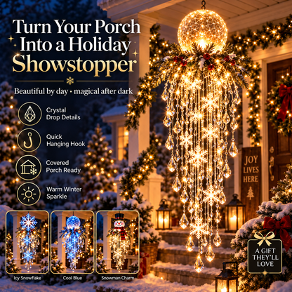 Crystal Cascade Christmas Light– Hanging Snowflake & Crystal LED Porch Décor ✨❄️
