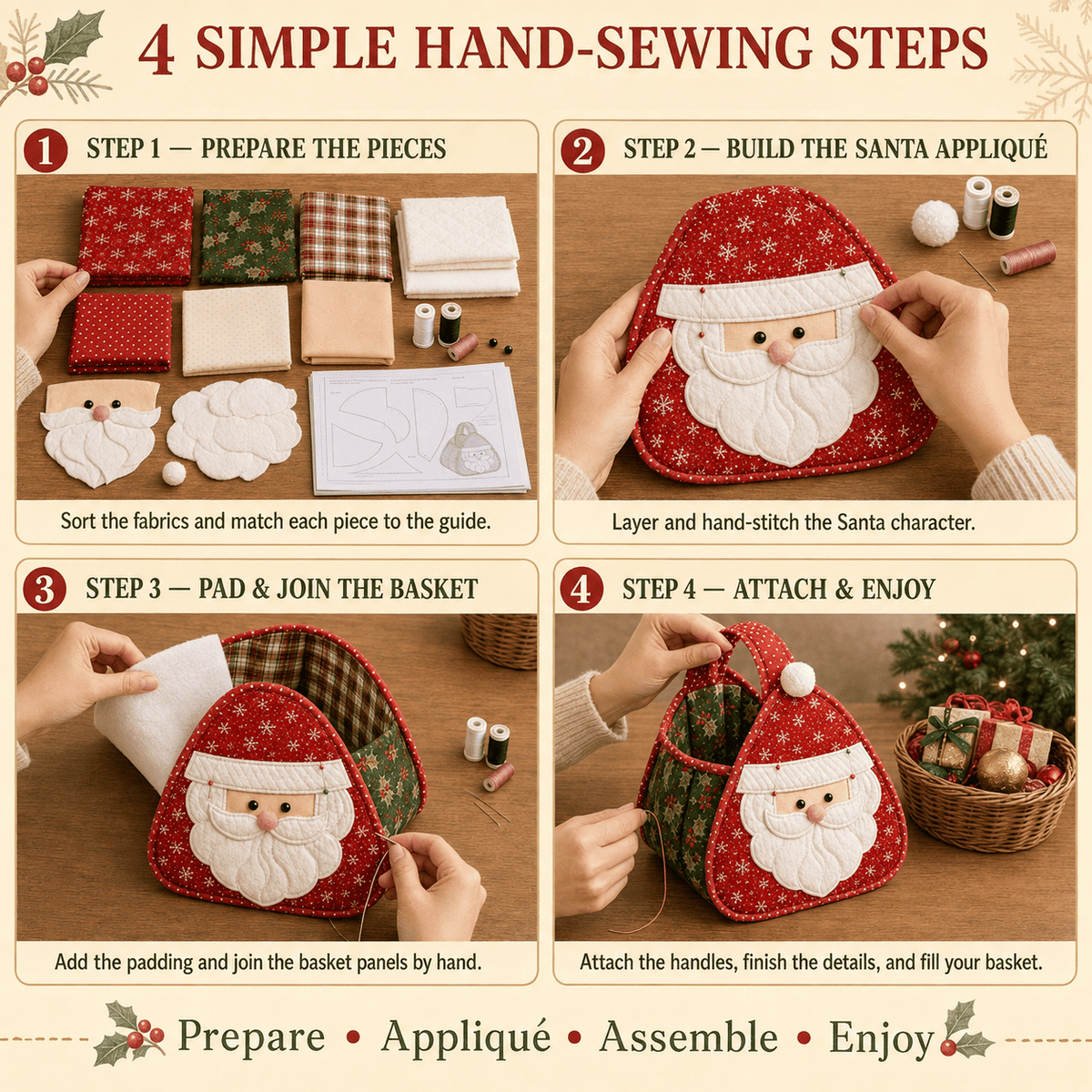 🎄Christmas Quilted Basket — DIY Kit or Finished Holiday Basket