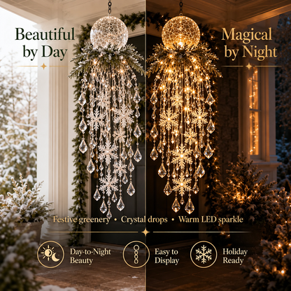 Crystal Cascade Christmas Light– Hanging Snowflake & Crystal LED Porch Décor ✨❄️