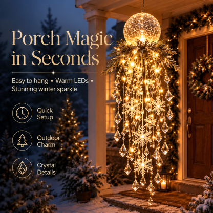 Crystal Cascade Christmas Light– Hanging Snowflake & Crystal LED Porch Décor ✨❄️