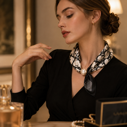 🧣 Effortless Glamour: Pop-On Pearl Necklace Scarf ✨