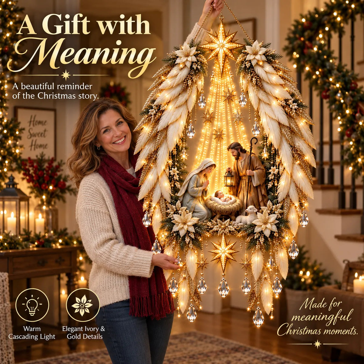 ✨👼  Heavenly Angel Wings Nativity Light✨ – Lighted Christmas Wall Decor  ✈️