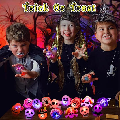🔥🎃 Each Box‼️✨LED Light Halloween Glowing Ring 💍| Flashing Light‑Up Party Favor for Halloween Night👻