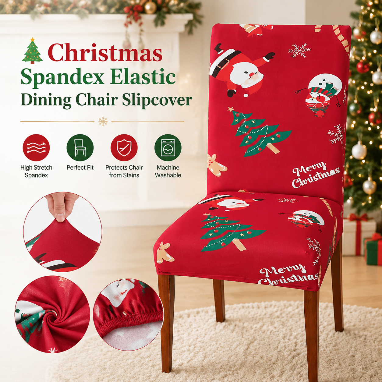 🎄Christmas Spandex Elastic Dining Chair Slipcover