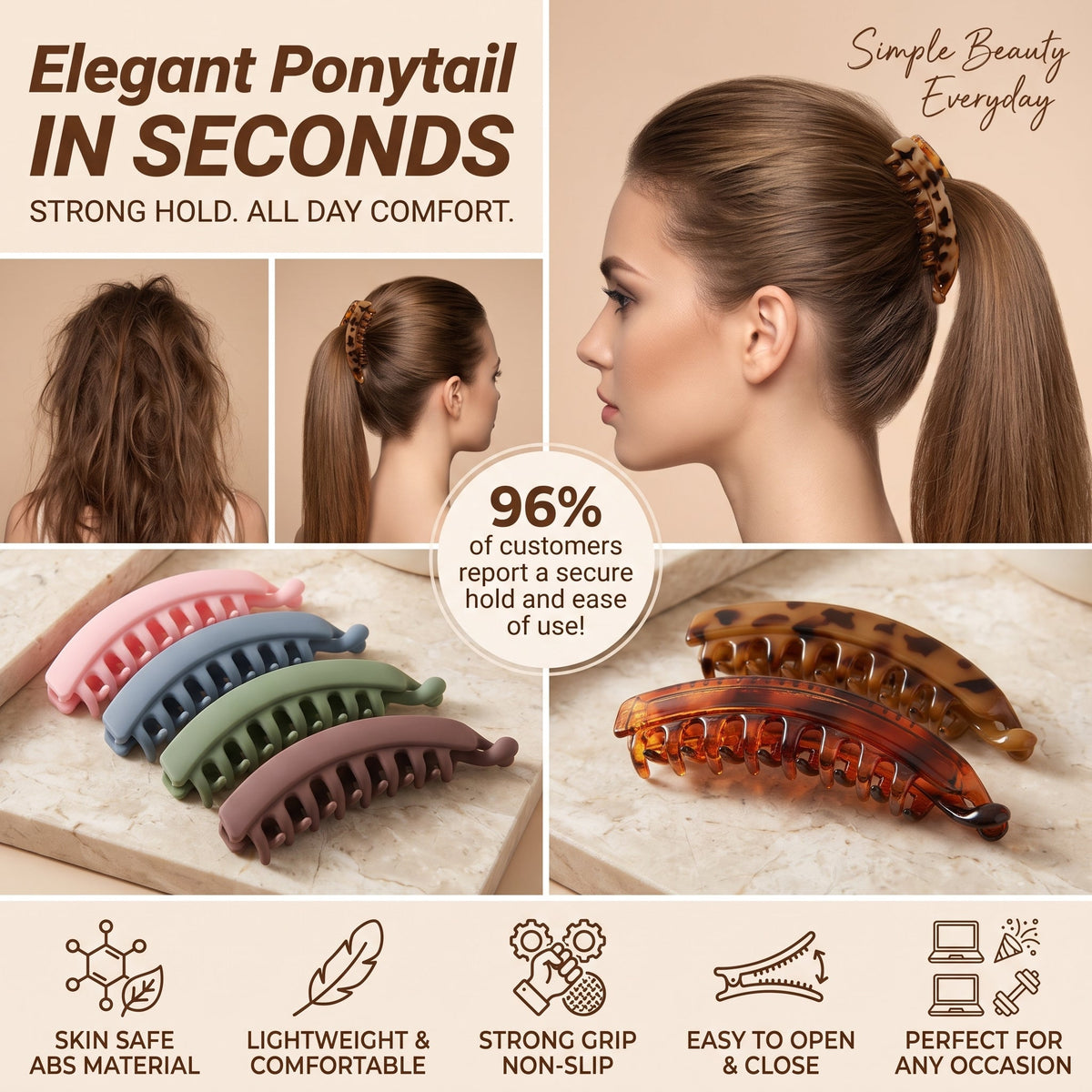 🎁Buy 2 Get 2 Free💞Banana Hair Clips Non-slip 9 Colors