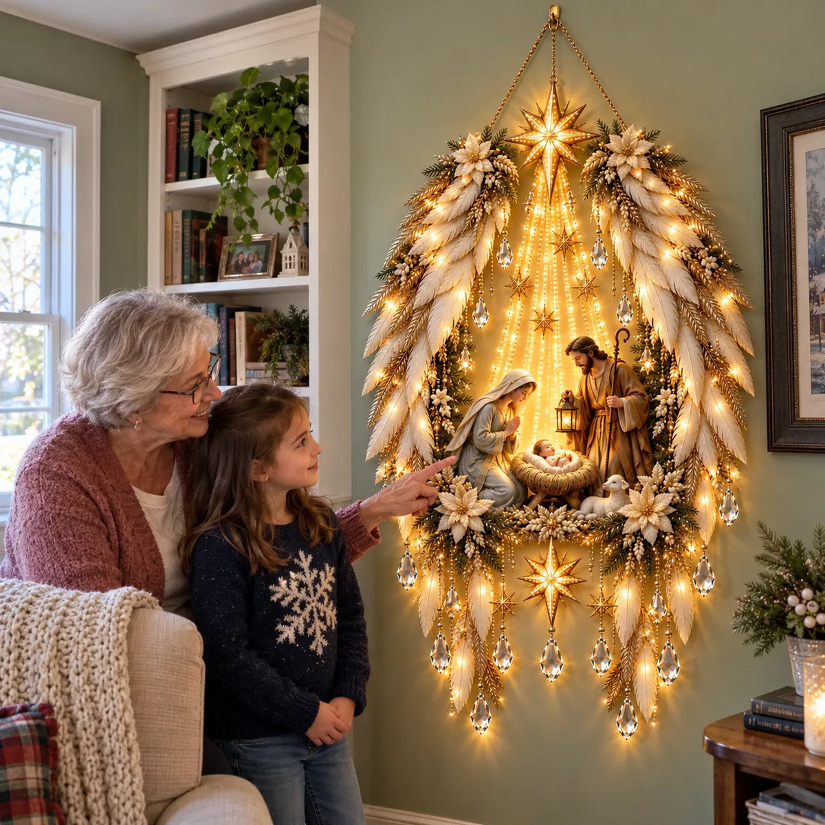 ✨👼  Heavenly Angel Wings Nativity Light✨ – Lighted Christmas Wall Decor  ✈️