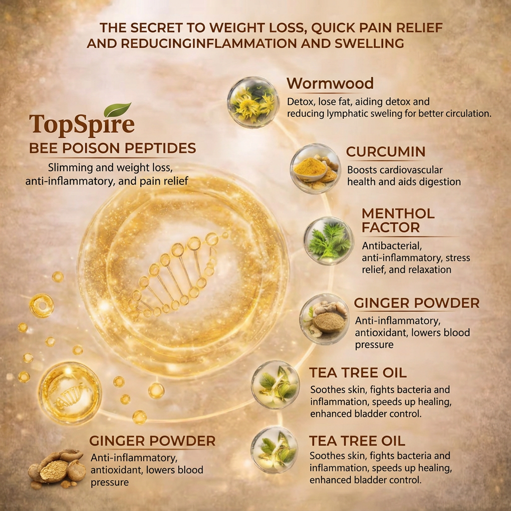 TopSpire ®Bee Venom Ginger & Honey Detox Foot Pads – Supports Body Cleansing, Metabolism & Weight Management