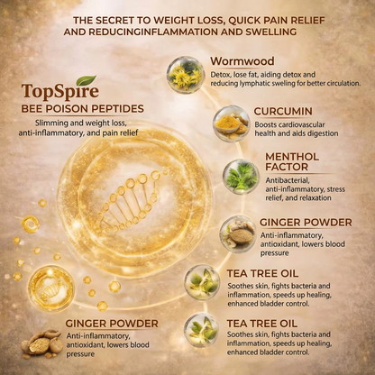 TopSpire ®Bee Venom Ginger & Honey Detox Foot Pads – Supports Body Cleansing, Metabolism & Weight Management
