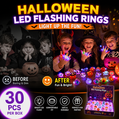 🔥🎃 Each Box‼️✨LED Light Halloween Glowing Ring 💍| Flashing Light‑Up Party Favor for Halloween Night👻
