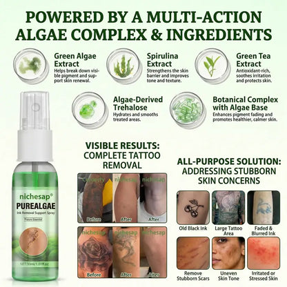 Nichesap® PureAlgae Ink Removal Support Spray&Painless & Fast Tattoo Removal