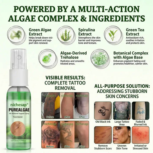 Nichesap® PureAlgae Ink Removal Support Spray&Painless & Fast Tattoo Removal