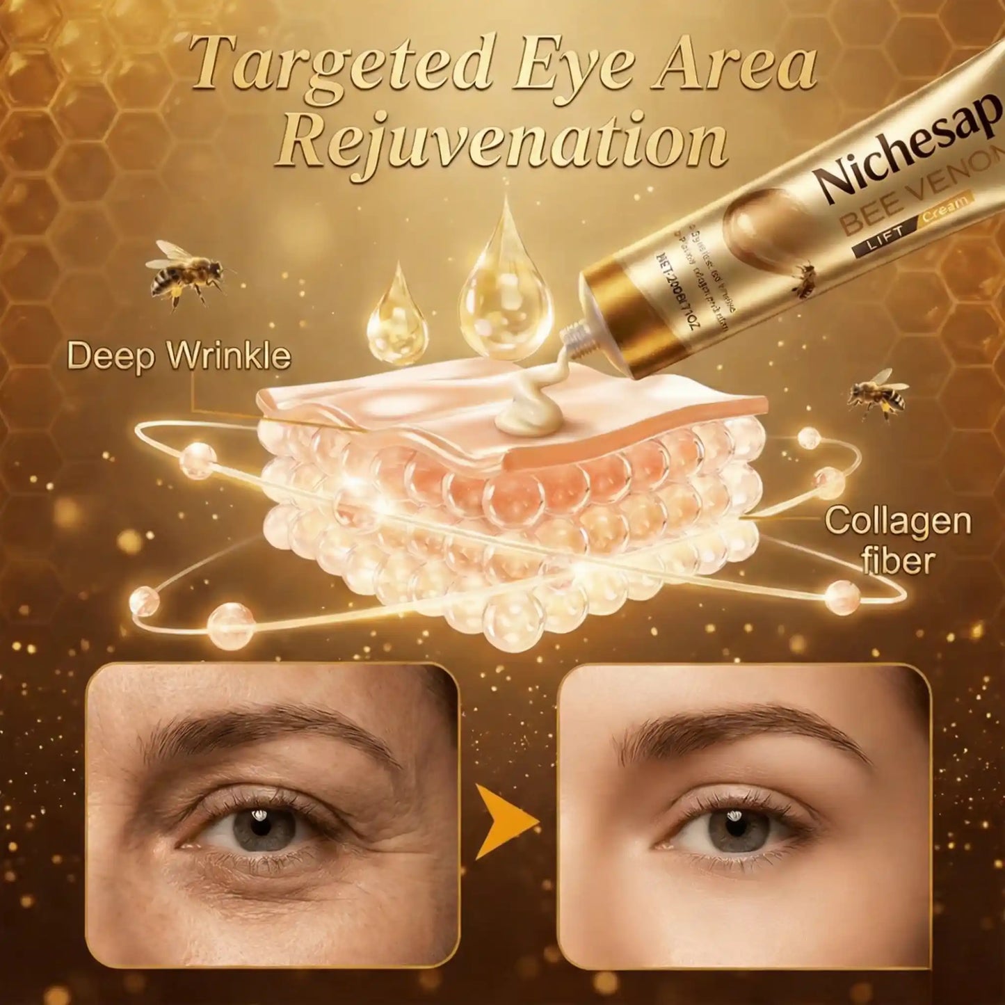 Bee Venom Lifting Cream - Erase Wrinkles & Fine Lines Instantly! Instant Face Lift & Collagen Booster for Youthful, Plumping Skin