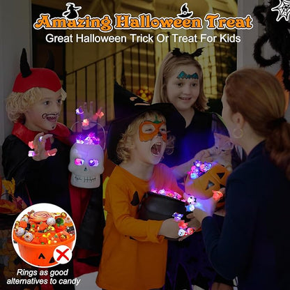 🔥🎃 Each Box‼️✨LED Light Halloween Glowing Ring 💍| Flashing Light‑Up Party Favor for Halloween Night👻