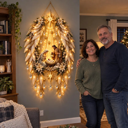 ✨👼  Heavenly Angel Wings Nativity Light✨ – Lighted Christmas Wall Decor  ✈️