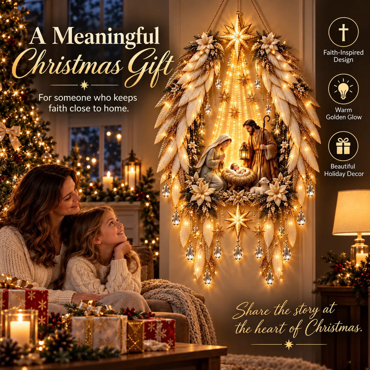 ✨👼  Heavenly Angel Wings Nativity Light✨ – Lighted Christmas Wall Decor  ✈️